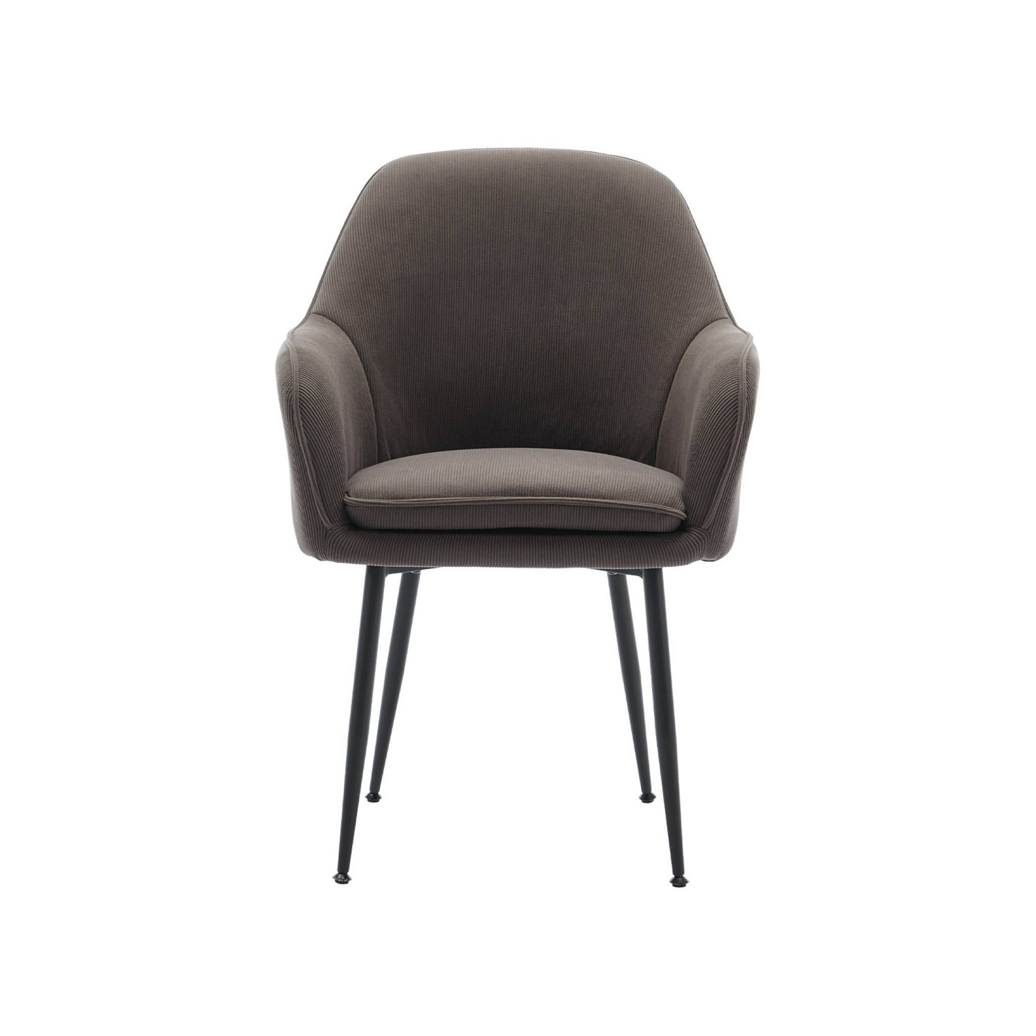 sweeek - Lot de 4 fauteuils en velours côtelé gris foncé et pieds en métal noir mat. L 57 x P 59 x H 84.5cm | sweeek - Image 7