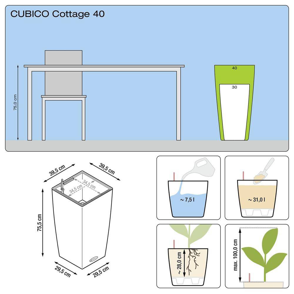 Lechuza - Pot De Fleur Lechuza Cubico Cottage 40 - Kit Complet, Moka - Image 3