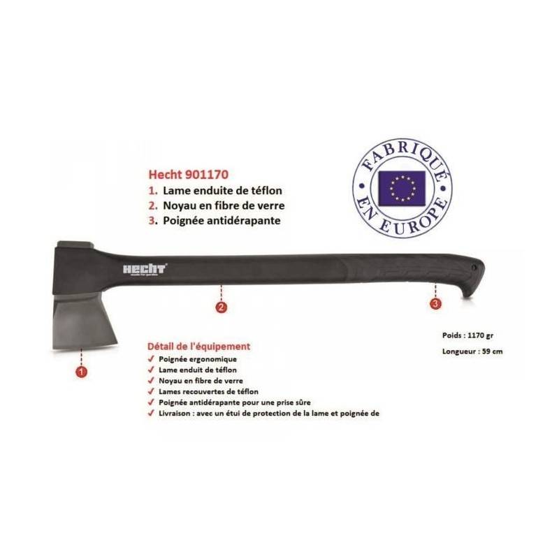 Hecht Hache merlin 59 cm longue 1170 gr Lame enduit de teflon - Image 3