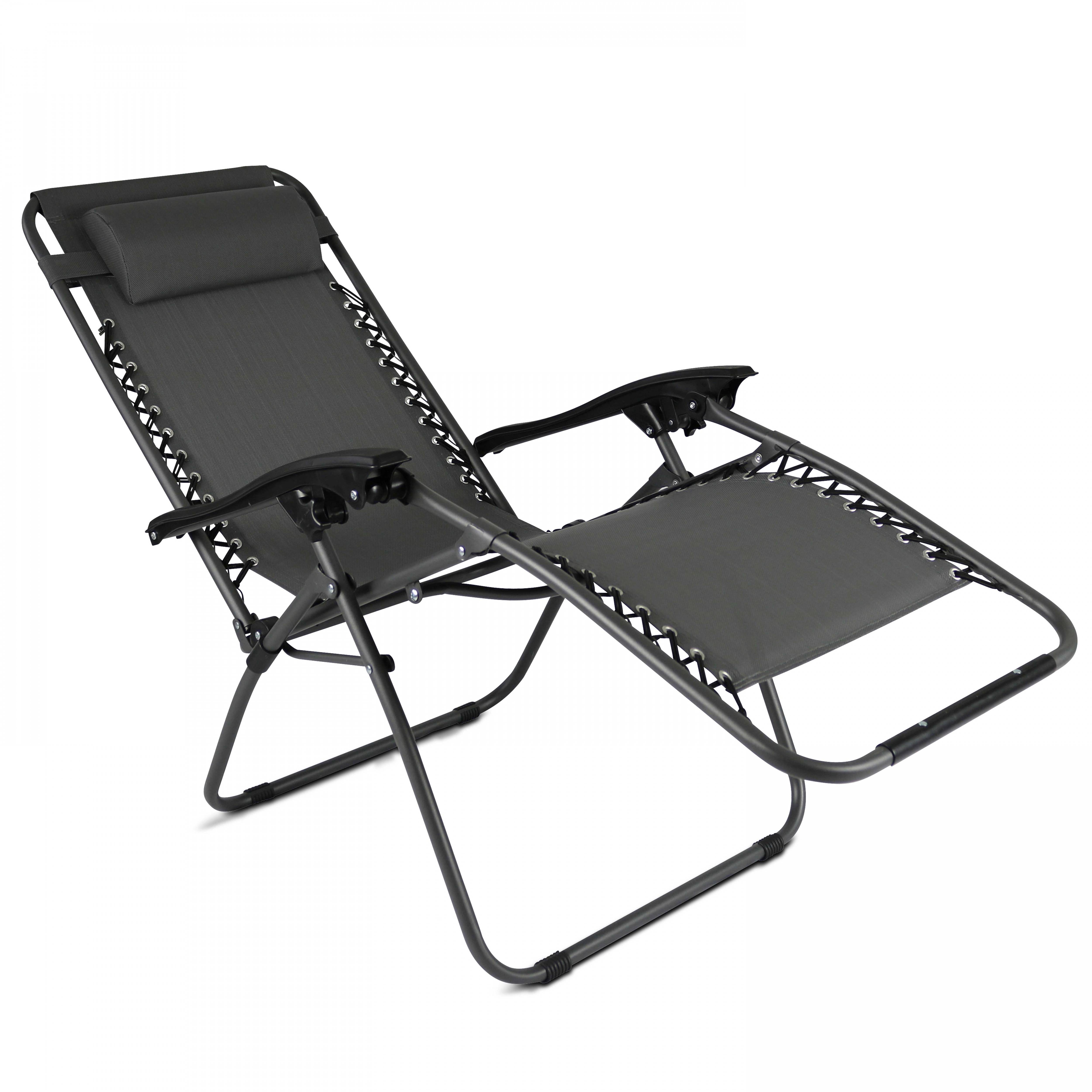Oviala - Fauteuil relax de jardin en acier et textilène inclinable gris Monaco - Oviala - Imagen 2