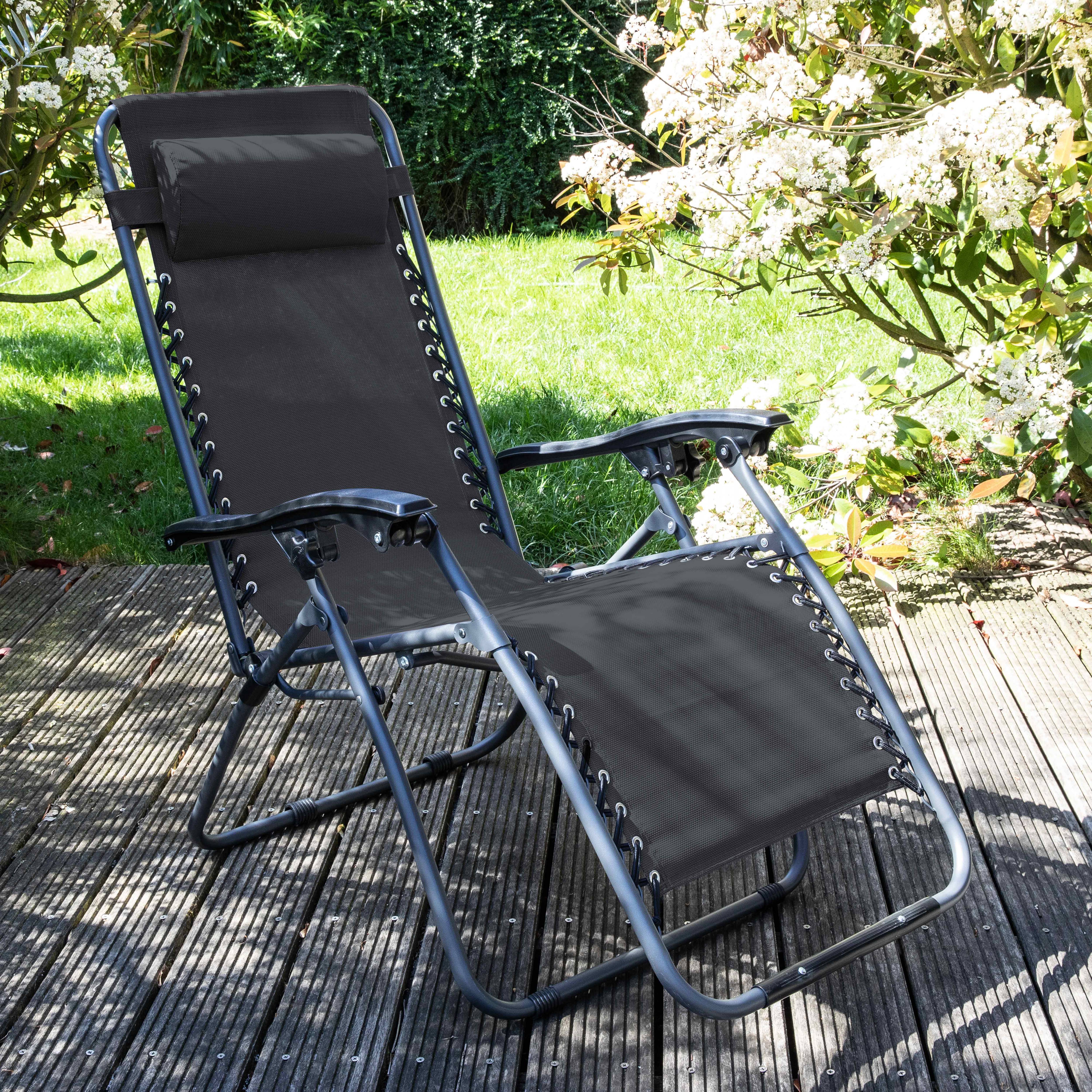 Oviala - Fauteuil relax de jardin en acier et textilène inclinable gris Monaco - Oviala - Imagen 6