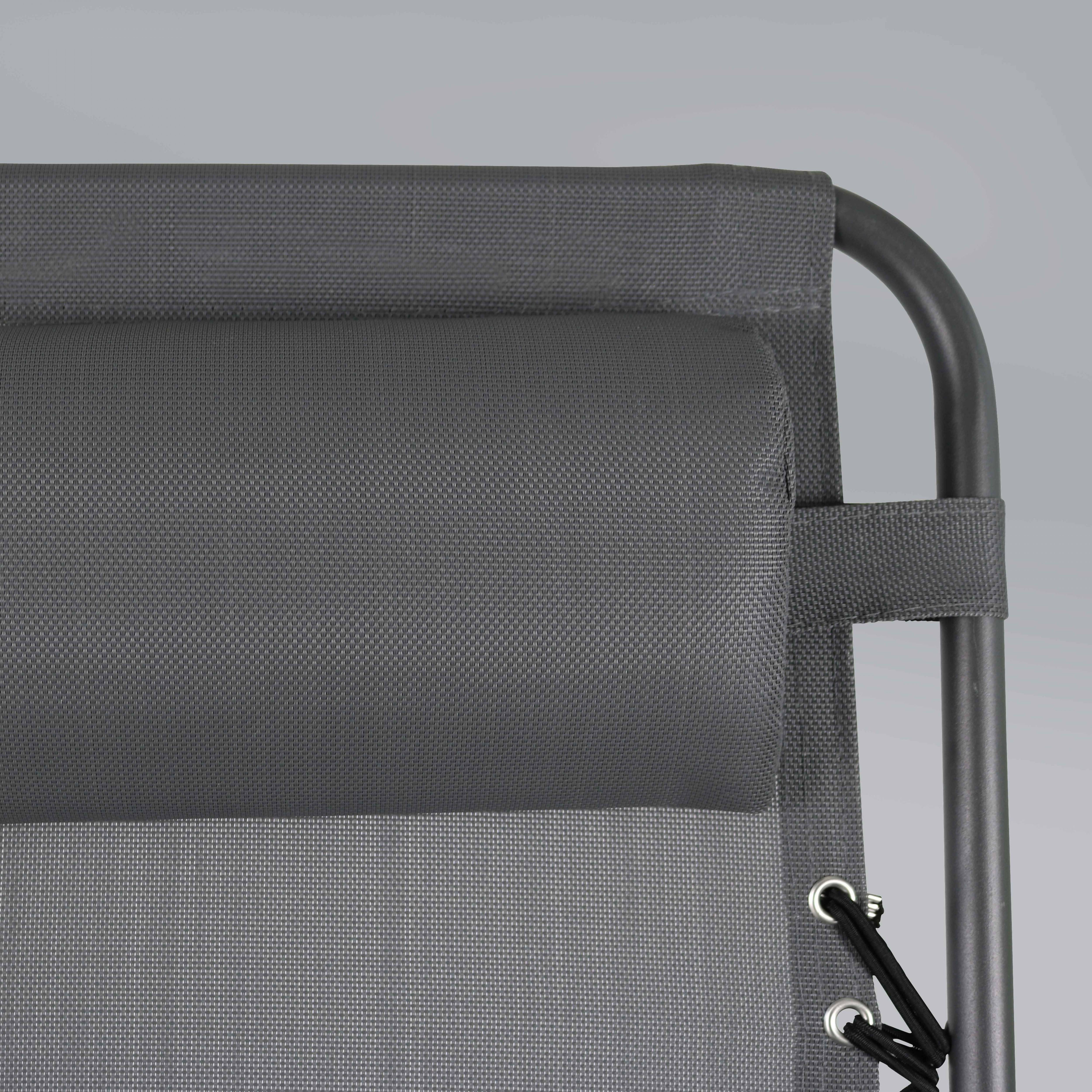 Oviala - Fauteuil relax de jardin en acier et textilène inclinable gris Monaco - Oviala - Imagen 5