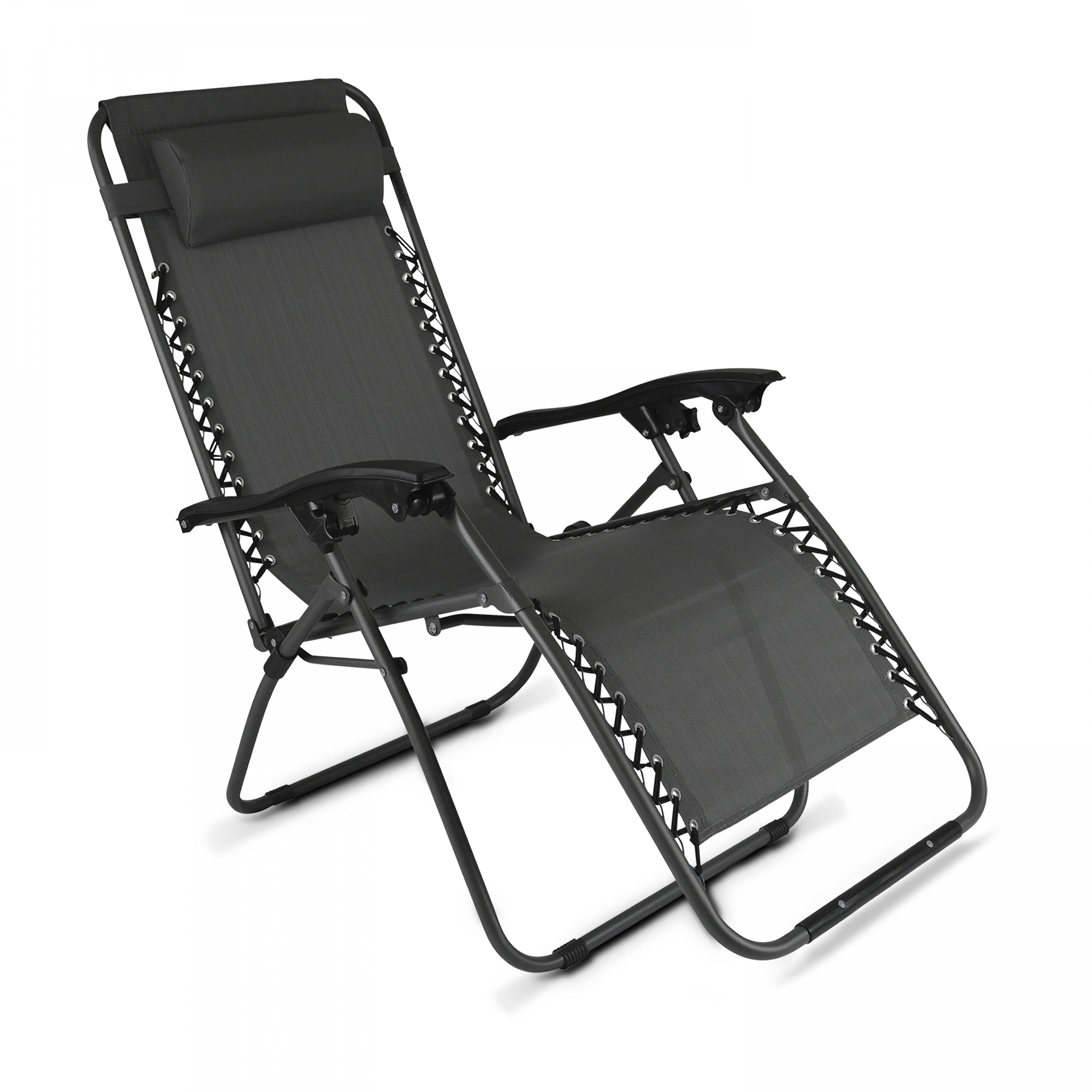 Oviala - Fauteuil relax de jardin en acier et textilène inclinable gris Monaco - Oviala - Imagen 1