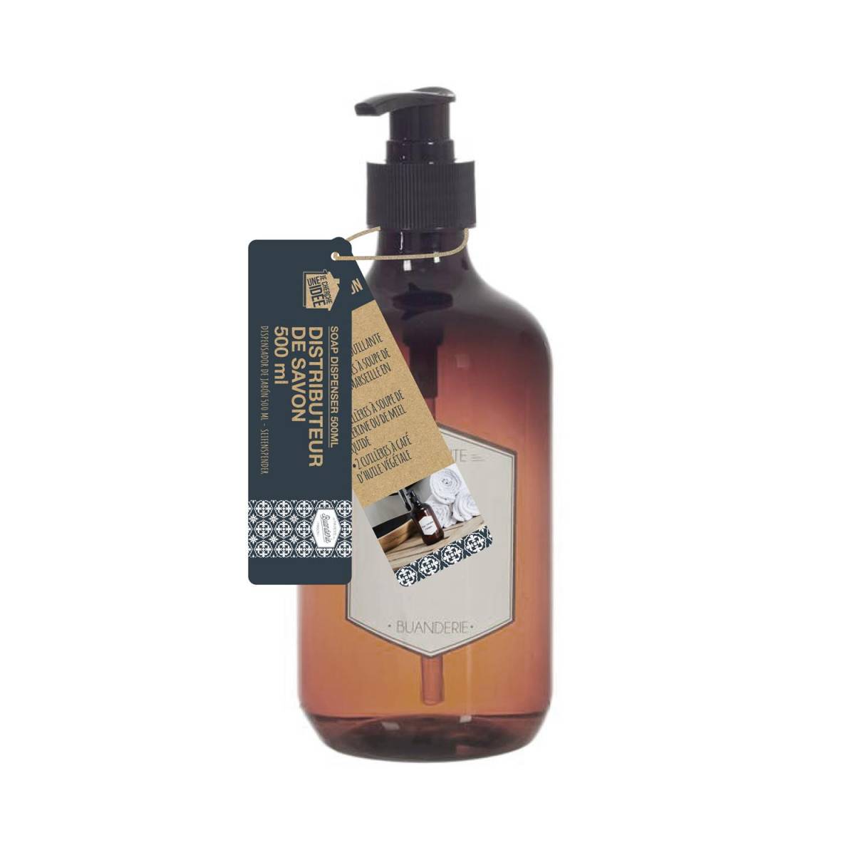 Paris Prix - Distributeur de Savon "Ma Petite Buanderie " 500ml Noir - Image 3