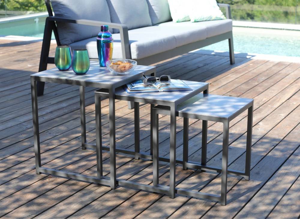 Proloisirs - Table basse de jardin Gigogne lot de 3 - grey PROLOISIRS - Image 3