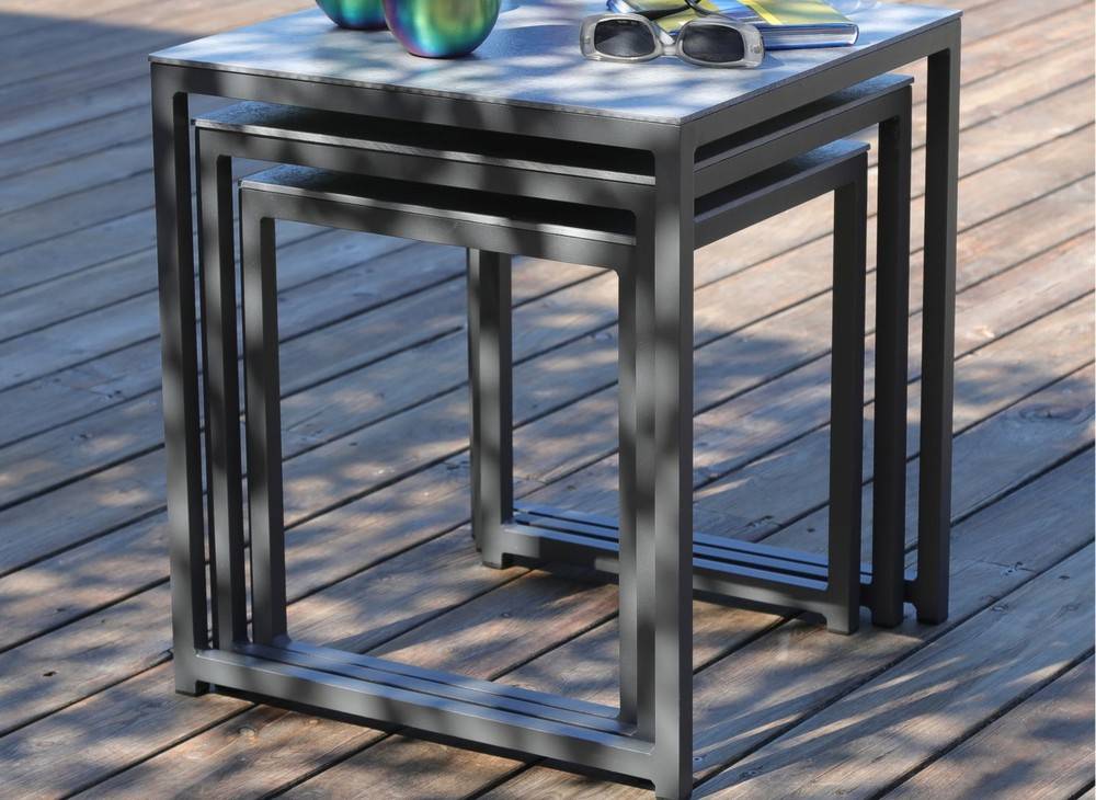 Proloisirs - Table basse de jardin Gigogne lot de 3 - grey PROLOISIRS - Image 2