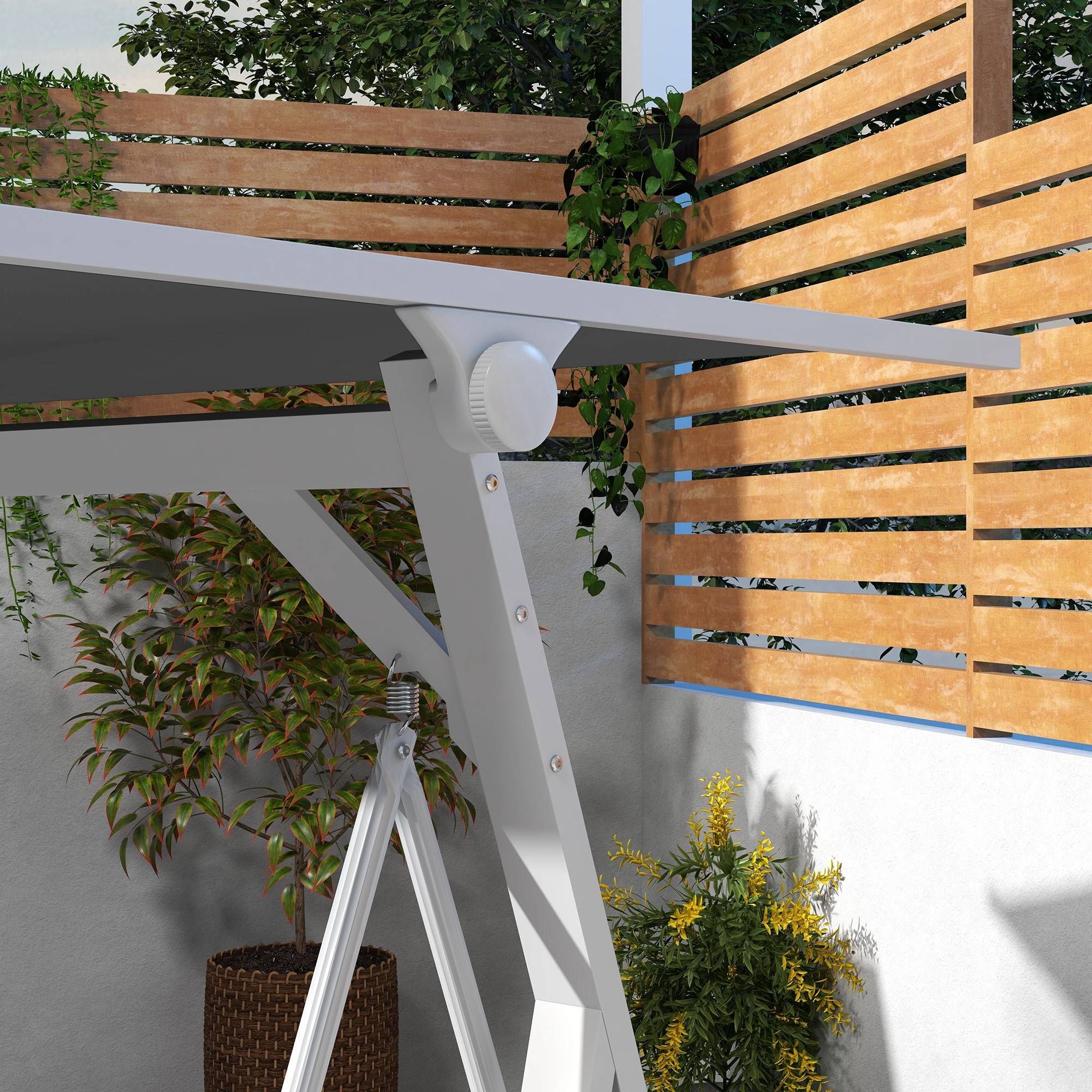 Balancelle de jardin 3 places avec toit inclinaison réglable matelas fourni dim. 205L x 130l x 175H cm gris foncé - Image 10