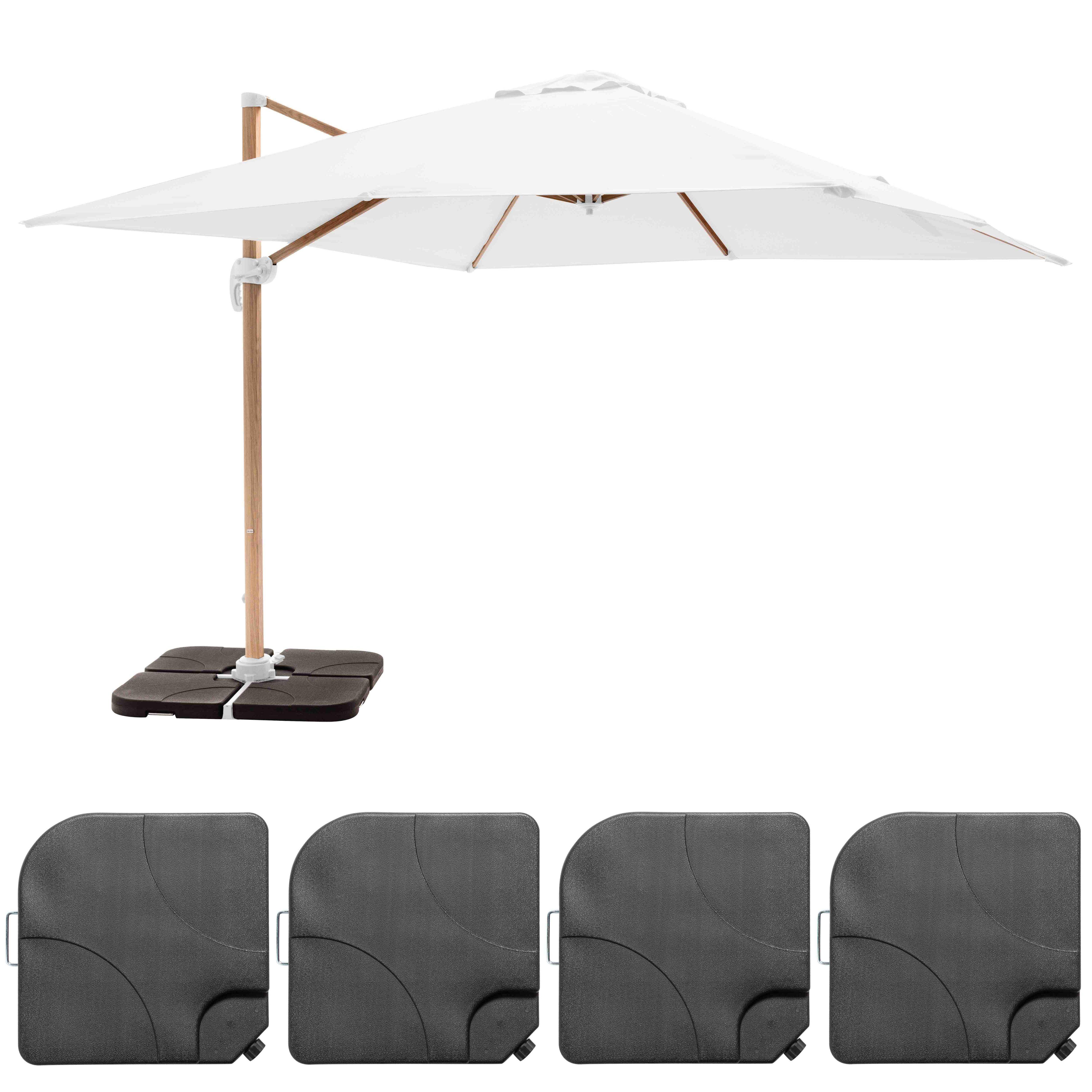 Oviala - Parasol déporté 3x3m et 4 dalles à remplir effet bois blanc Brescia - Oviala - Image 3