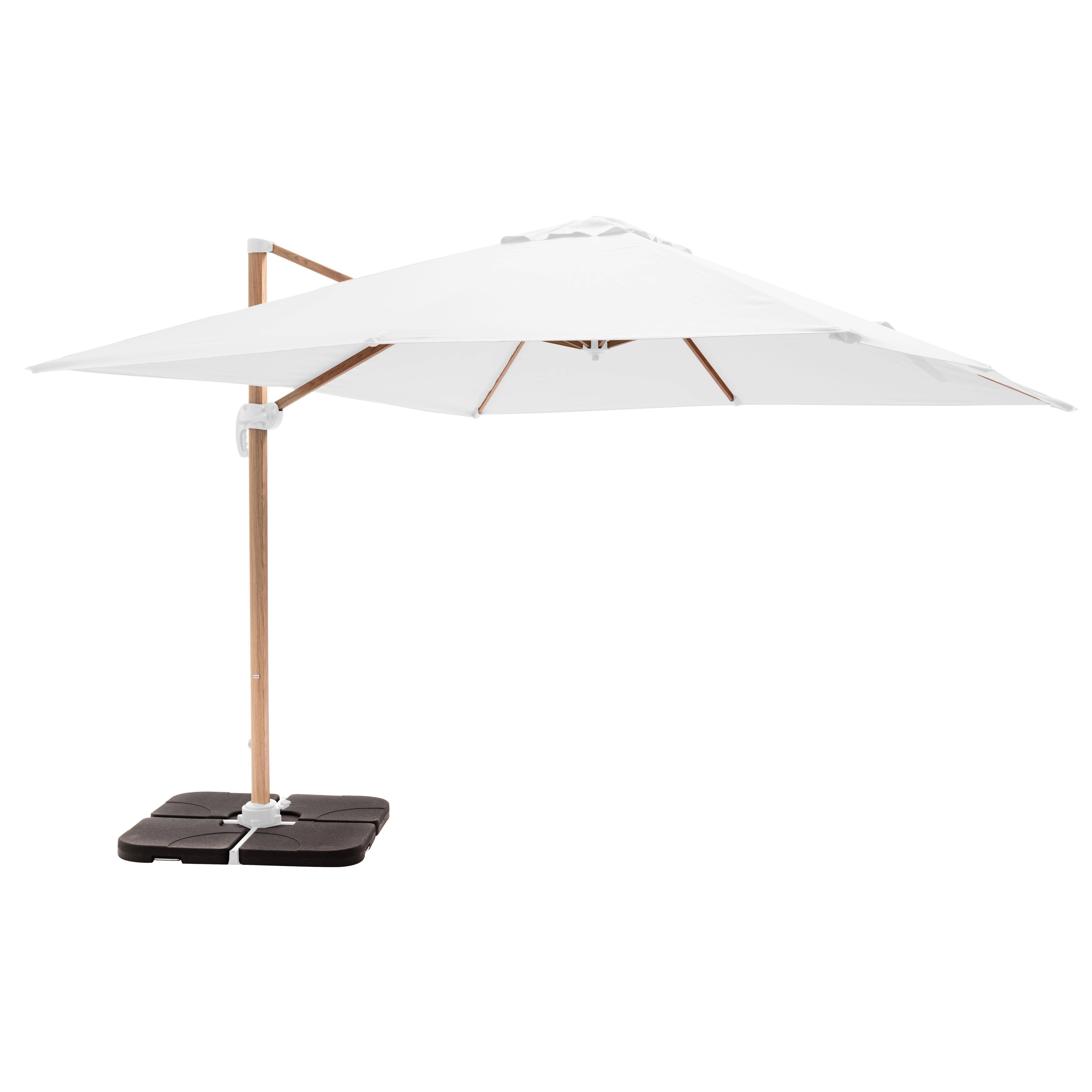 Oviala - Parasol déporté 3x3m et 4 dalles à remplir effet bois blanc Brescia - Oviala - Image 1