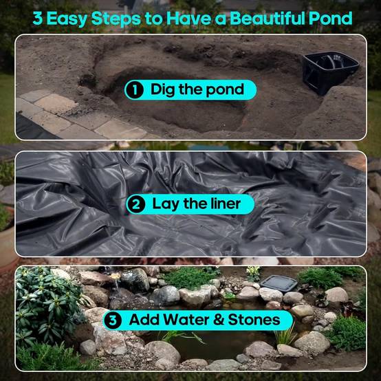 Bâche pour bassin à poissons, bâche pour piscine, bâche préfabriquée, adaptée aux étangs, au jardinage, 2 m x 6 m x 0,2 mm, noire-Lytech - Image 5