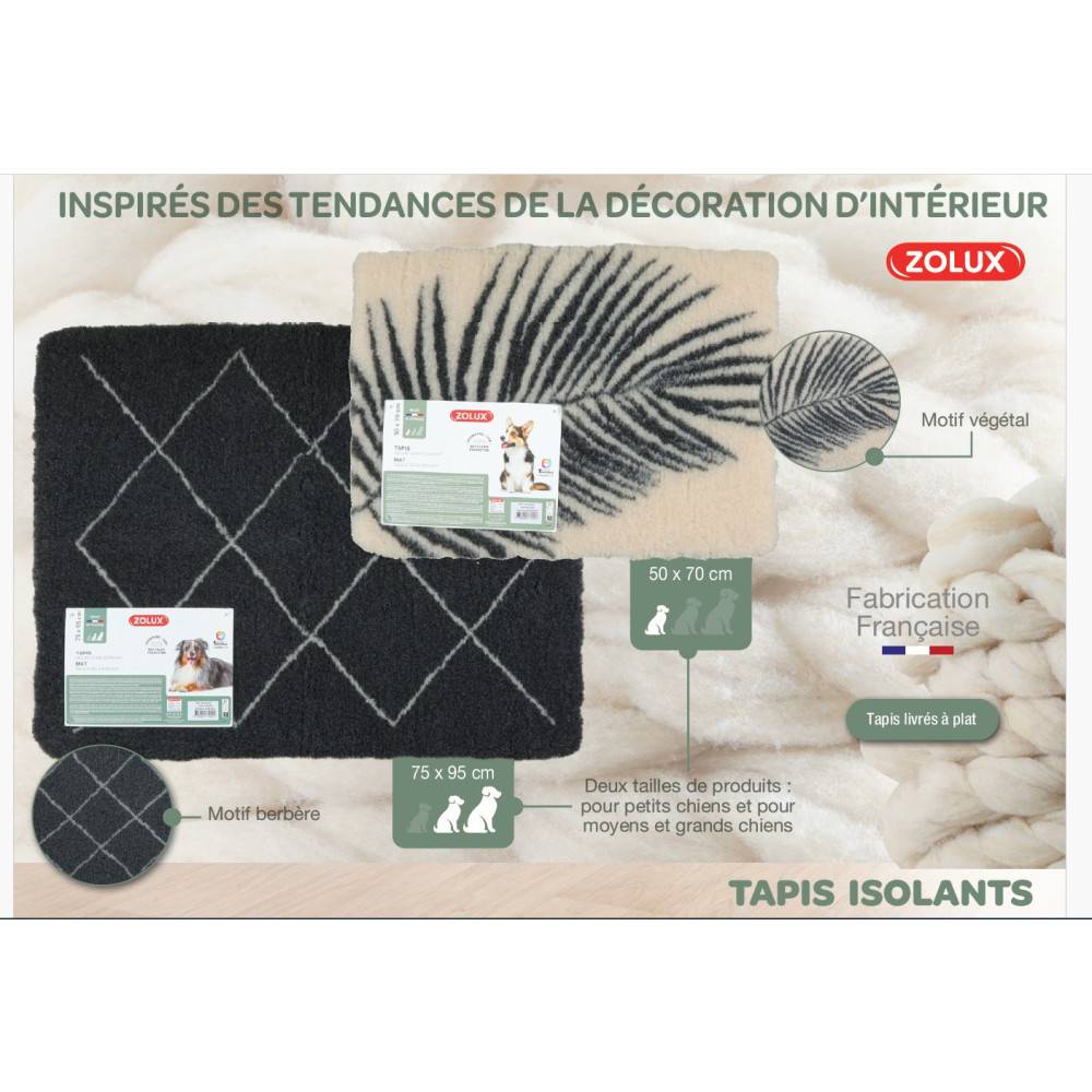 Zolux - Tapis isolants pour chiens 50 x 70 cm beige avec motif végétal - Image 3