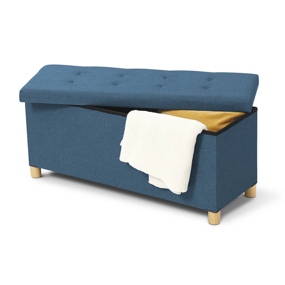 Facilitys - Banc coffre capitonné 100 cm Bleu - Imagen 3