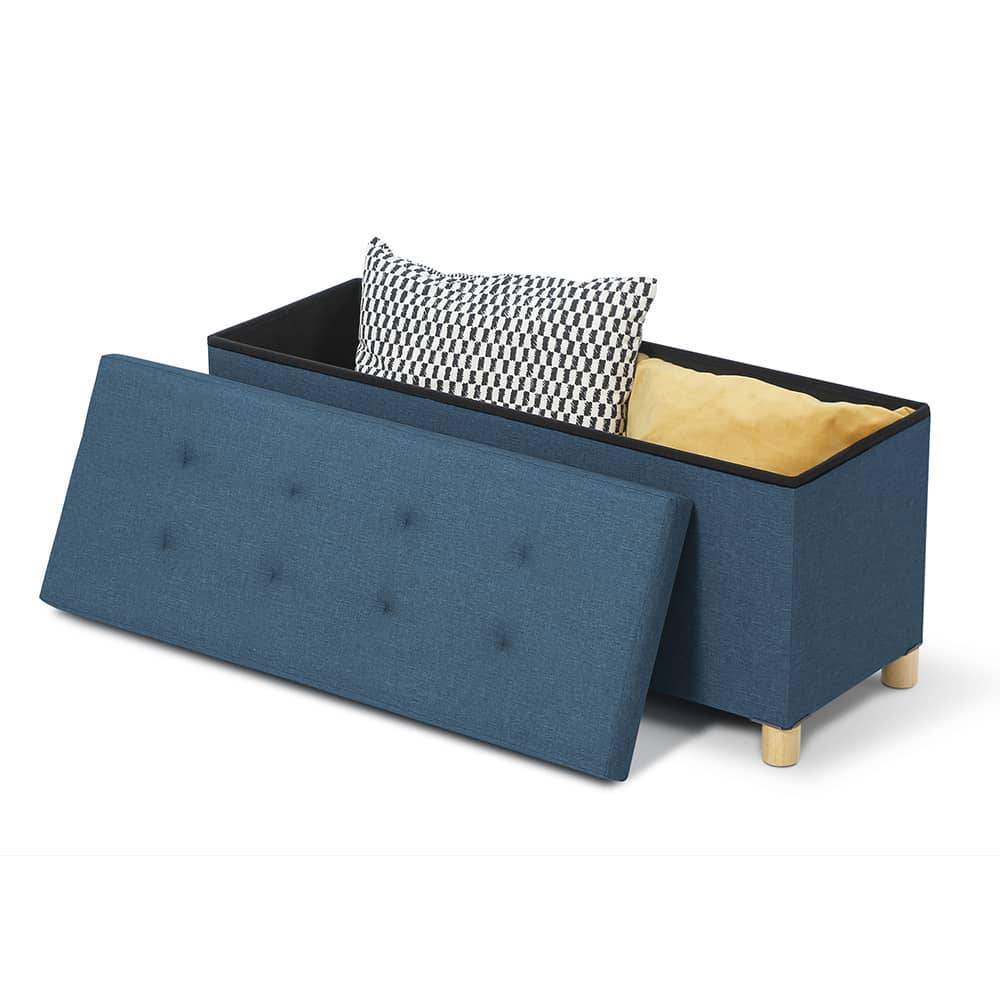 Facilitys - Banc coffre capitonné 100 cm Bleu - Imagen 4
