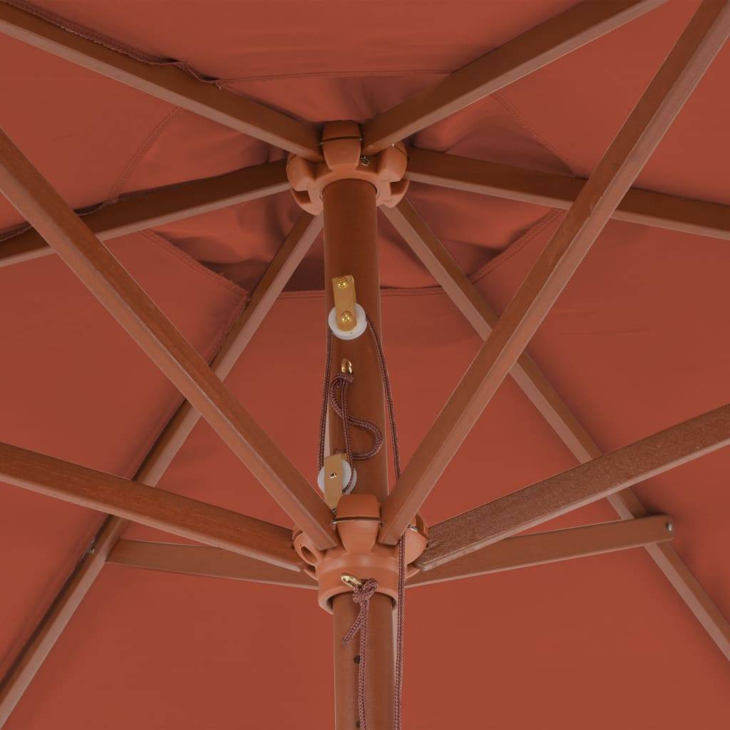 Helloshop26 - Parasol d'extérieur avec mât en bois 270 cm orange - Imagen 5