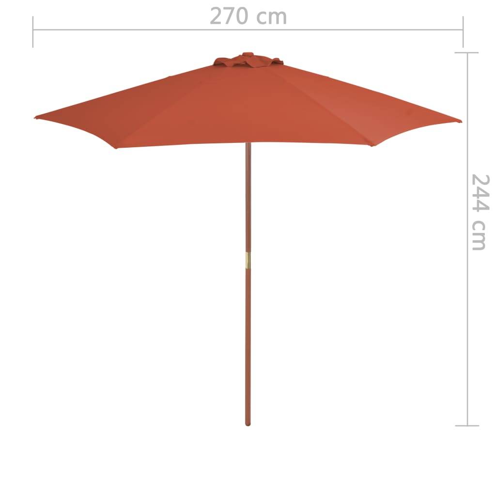 Helloshop26 - Parasol d'extérieur avec mât en bois 270 cm orange - Imagen 6