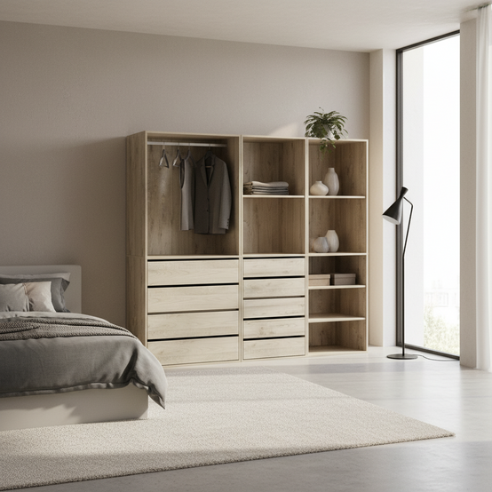 sweeek - Kit dressing modulable 3 éléments MODULO. naturel. 200 x 45 x 180 cm | sweeek - Image 1