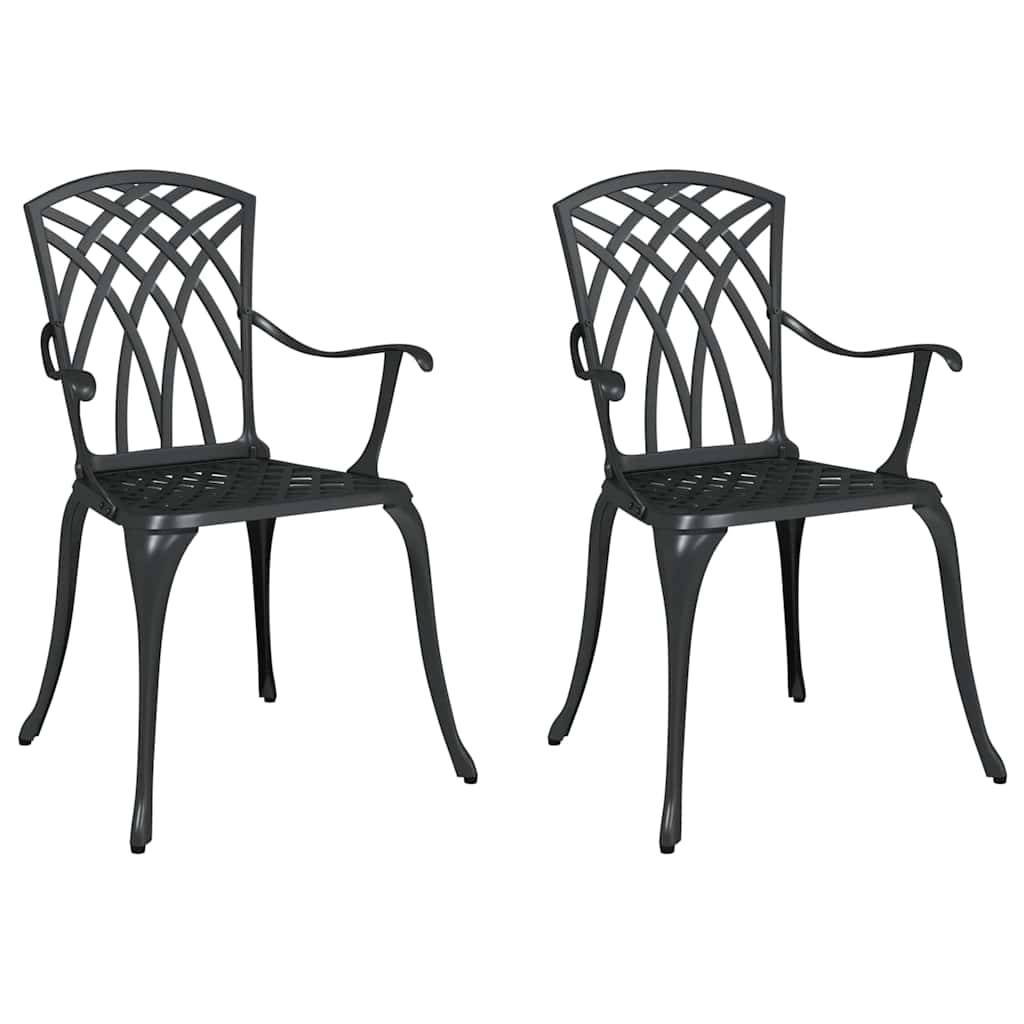 Chaise de jardin aluminium noir 53 x 51 x 88,5 cm - PANGIVO - Image 2