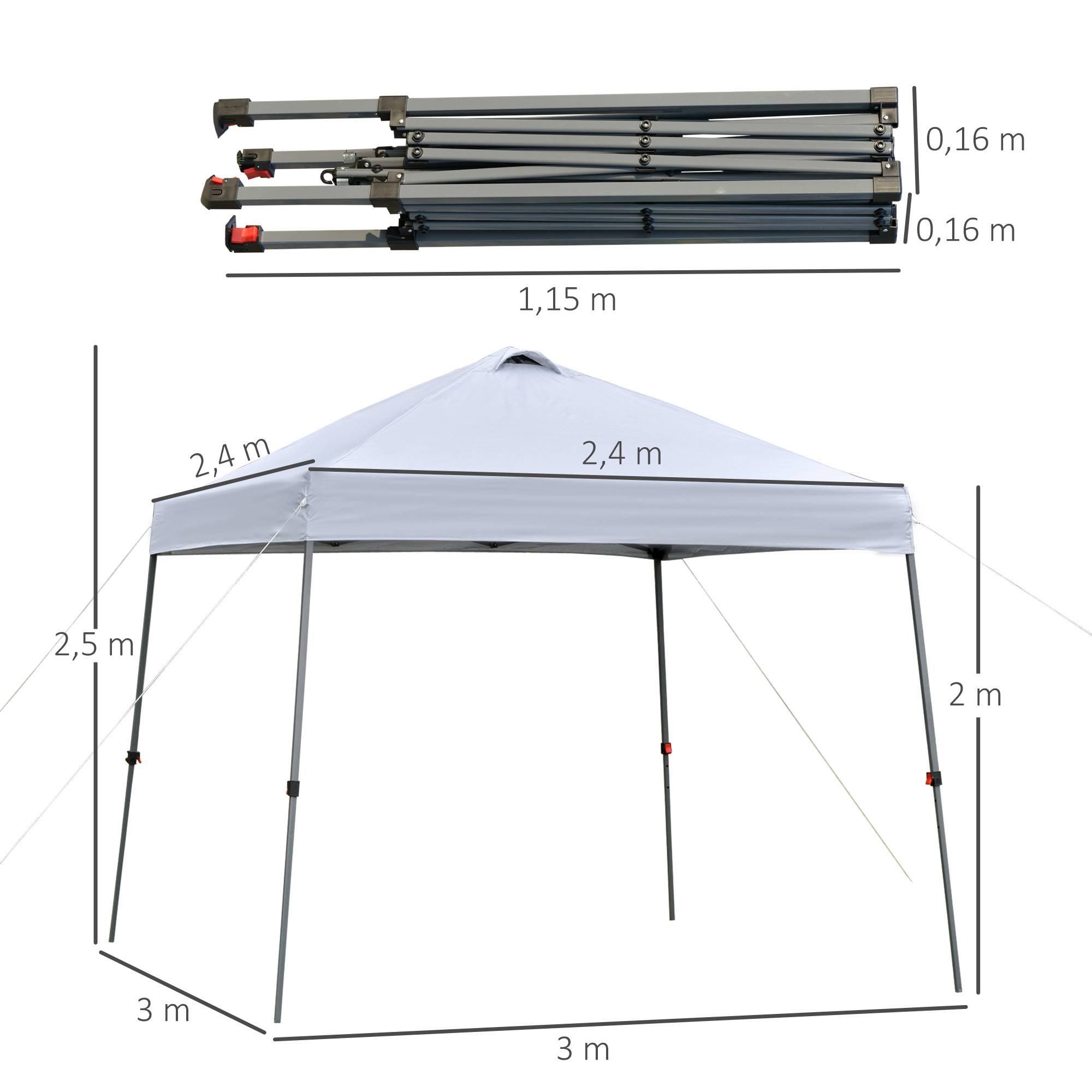 Sans Marque - Tonnelle pliante 3x3m avec sac de transport à roulettes, imperméable et structure en acier, blanche - Image 5