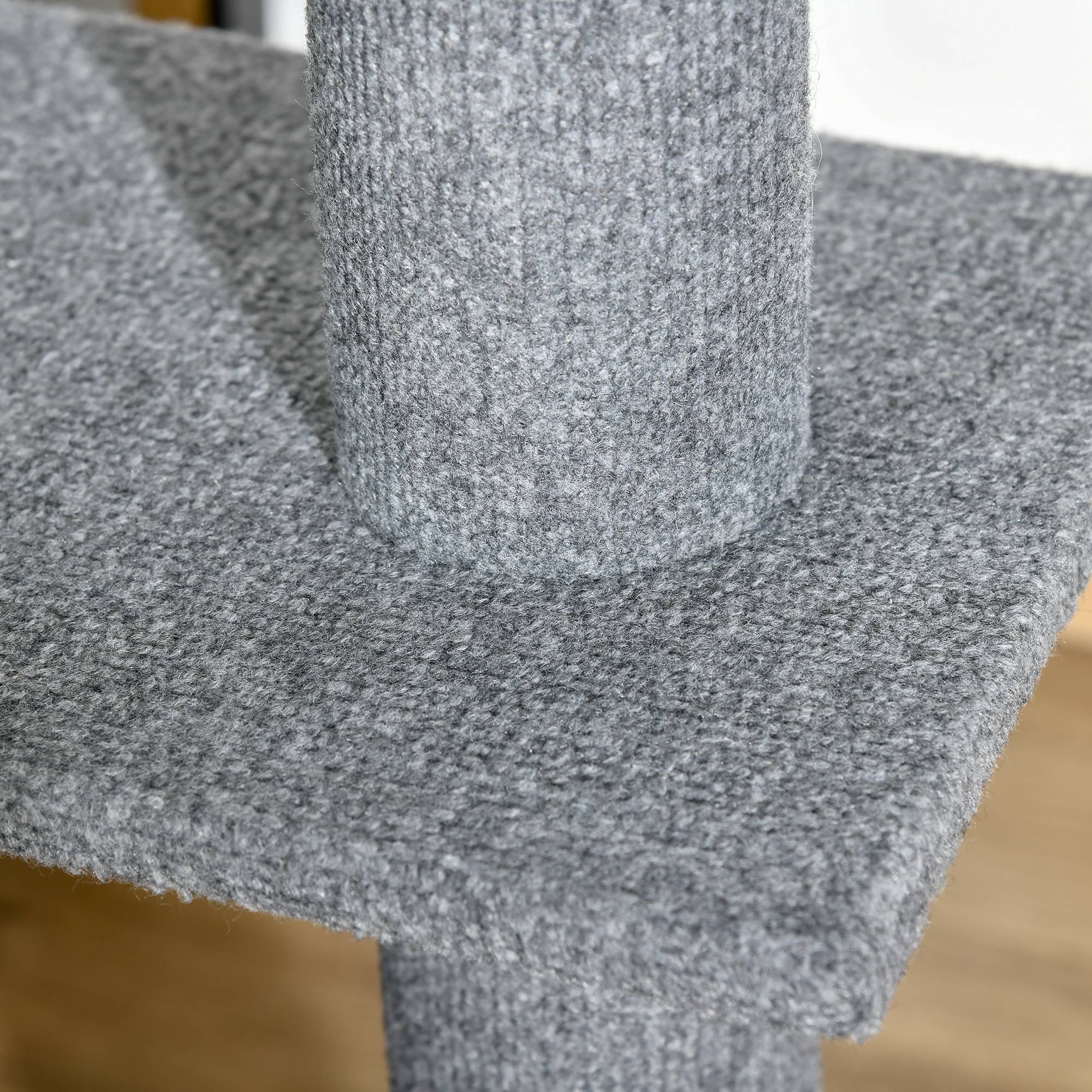 Pawhut - Arbre à chat poteau à griffer hauteur réglable dim. 43L x 27I x 228-260H cm 4 niveaux d'activités gris clair - Imagen 9