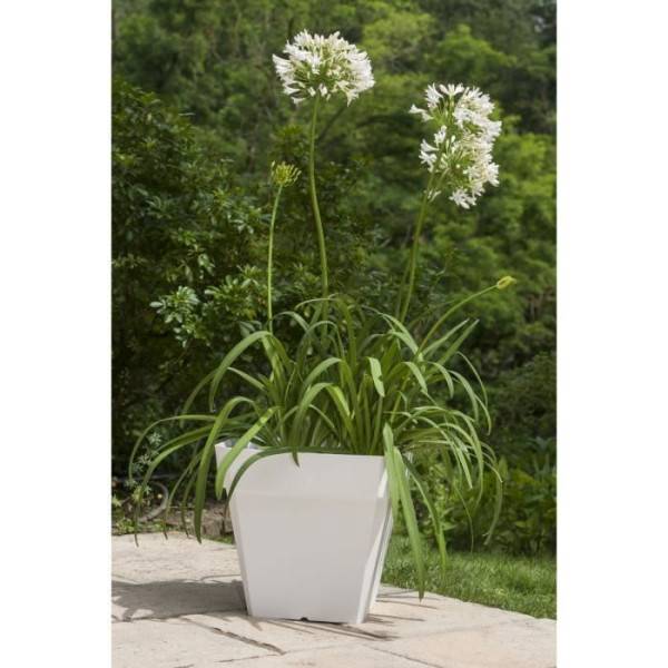 Riss - Bac A Fleurs Carré Riviera Soleilla - Plastique - 40x40 Cm - Blanc - Imagen 2