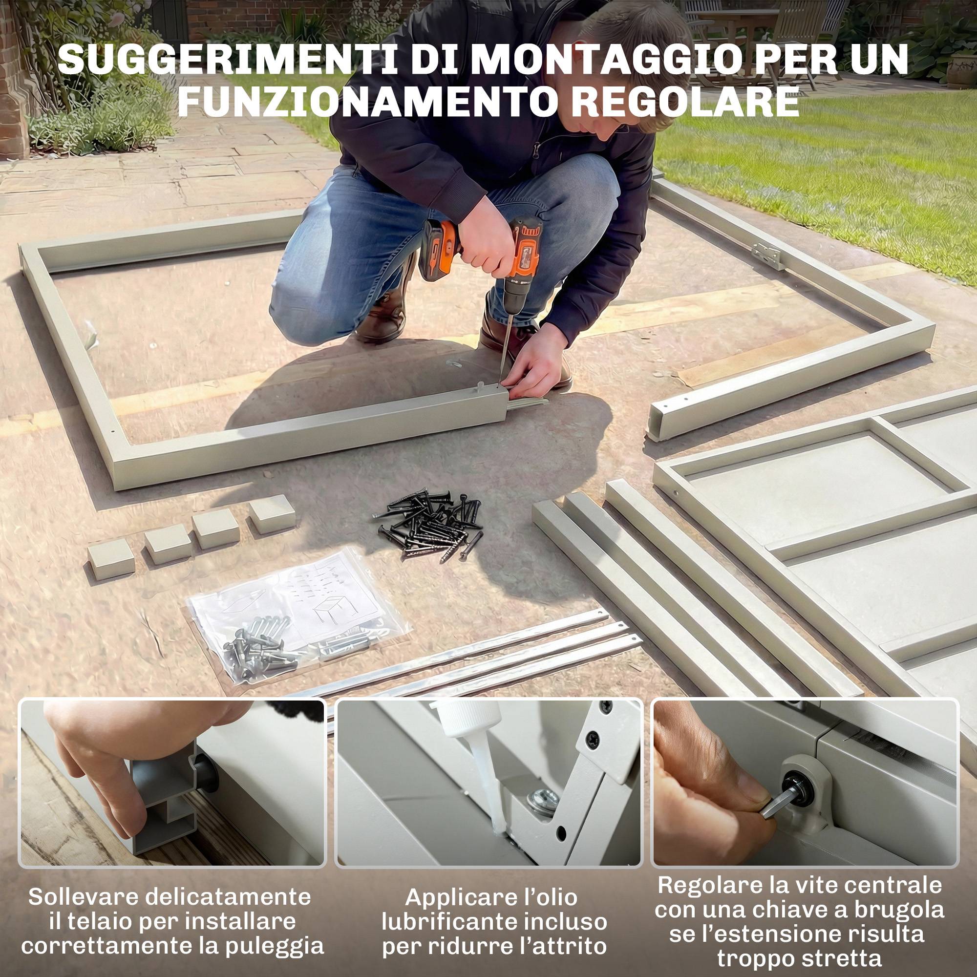 Table de jardin extensible aluminium acier 10 personnes effet bois 214cm gris argent - ComfortXL Outdoor Living - Image 9