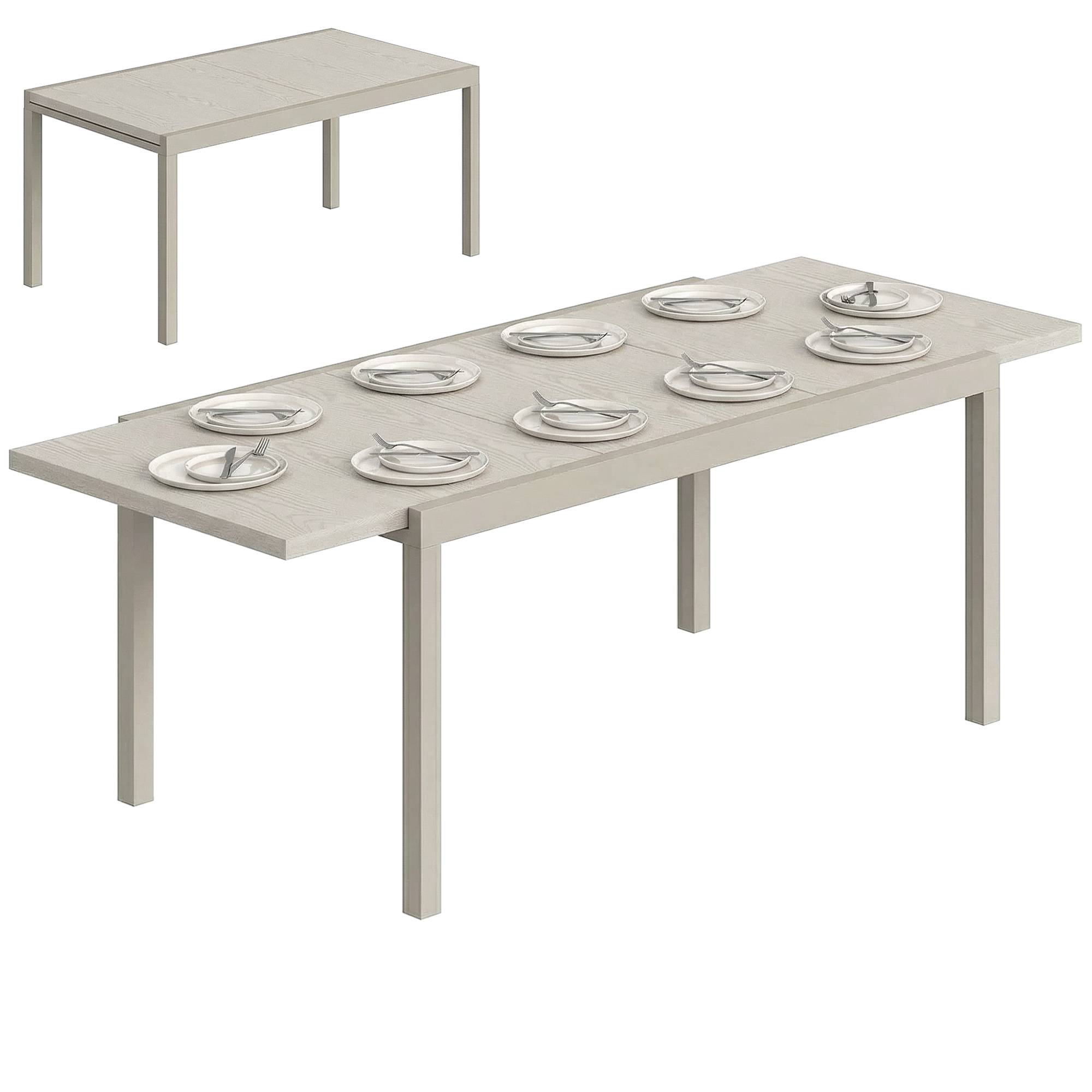 Table de jardin extensible aluminium acier 10 personnes effet bois 214cm gris argent - ComfortXL Outdoor Living