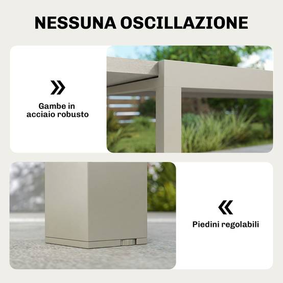 Table de jardin extensible aluminium acier 10 personnes effet bois 214cm gris argent - ComfortXL Outdoor Living - Image 8