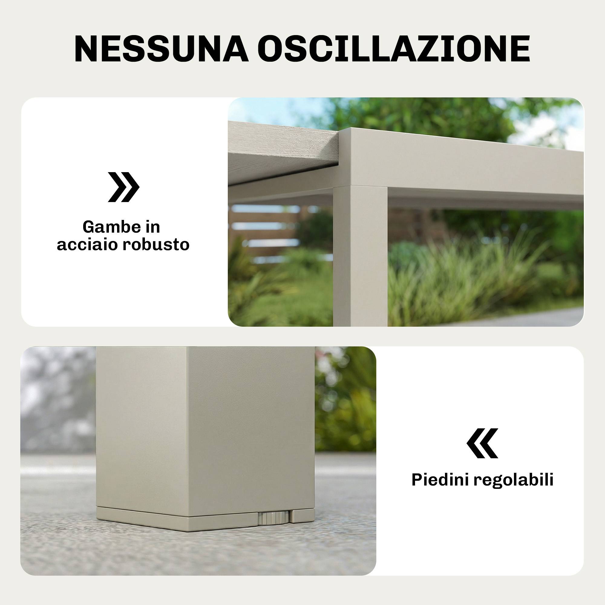 Table de jardin extensible aluminium acier 10 personnes effet bois 214cm gris argent - ComfortXL Outdoor Living - Image 8