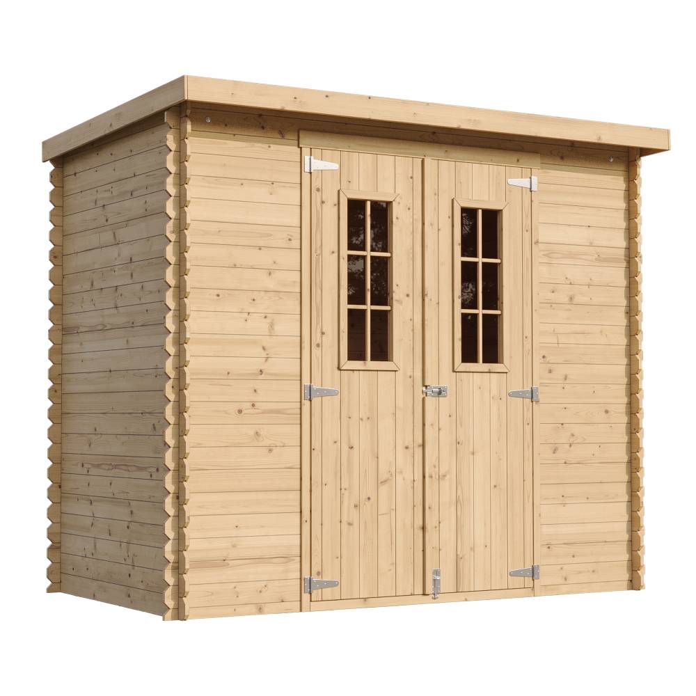 Timbela - Abri de jardin en bois l239xL142xH200cm / 2,63 m² avec sol traité - Petit abri à outils, Local à vélos - 19 mm d’épaisseur - Timbela M310C+M310G - Image 2