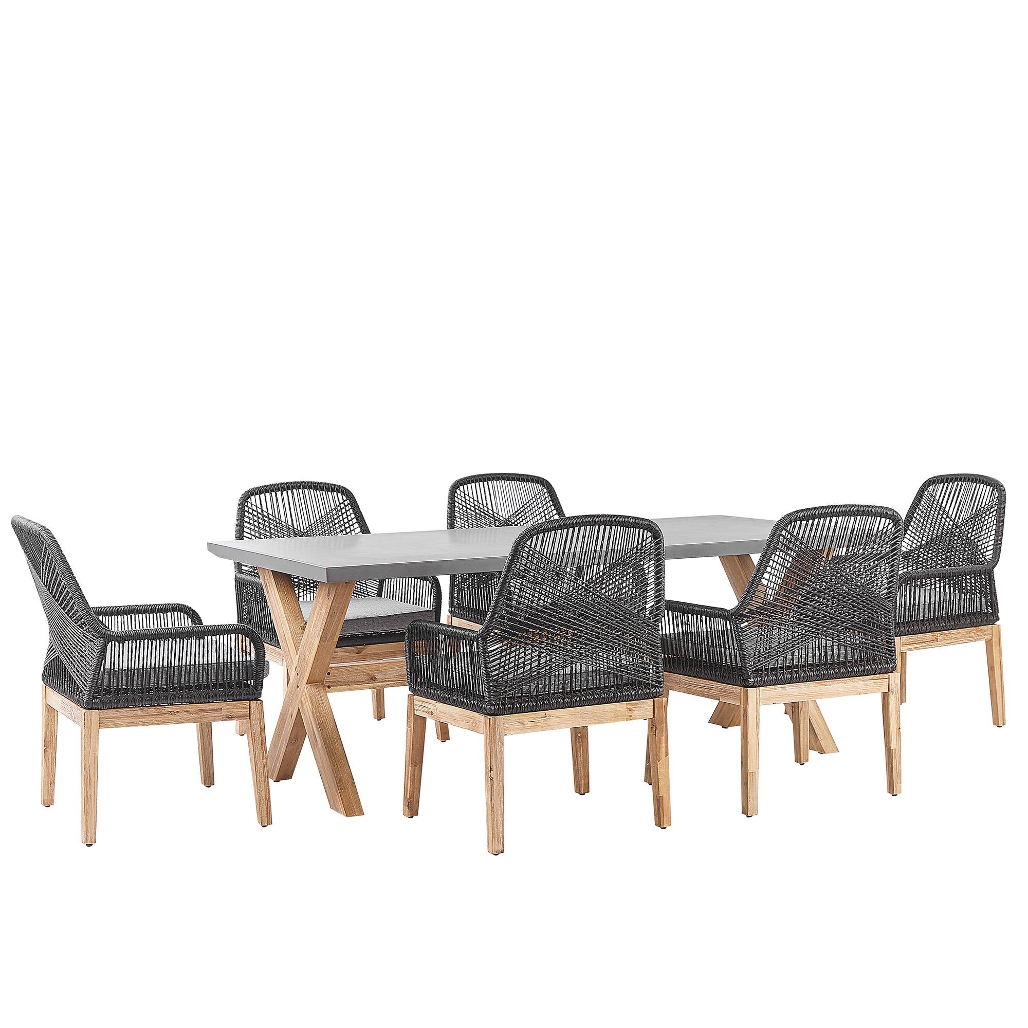 Beliani - Set de salle à manger, 6 Personnes Acacia Noir OLBIA - Beliani - Imagen 2