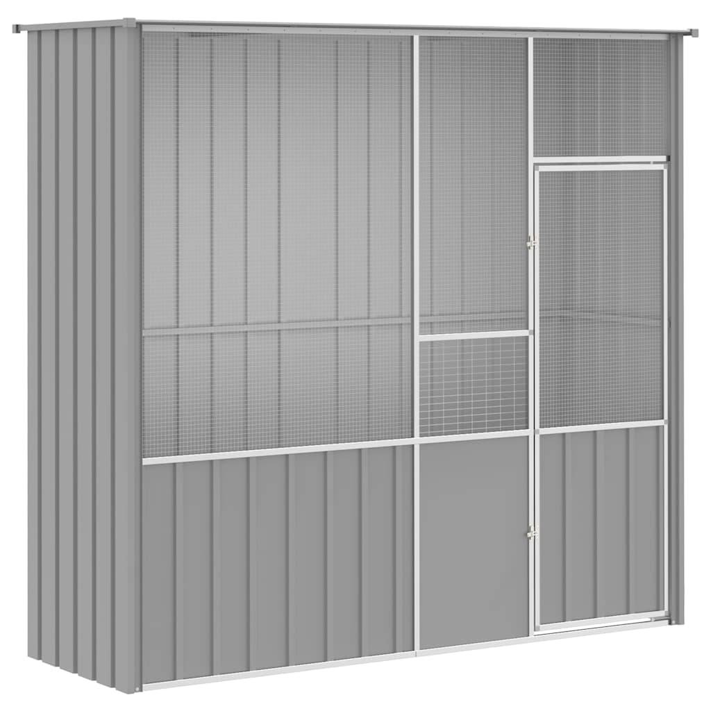 Cage Extérieure Acier Galvanisé Spacieuse Gris 215x78x200cm - ComfortXL Outdoor Living - Image 2