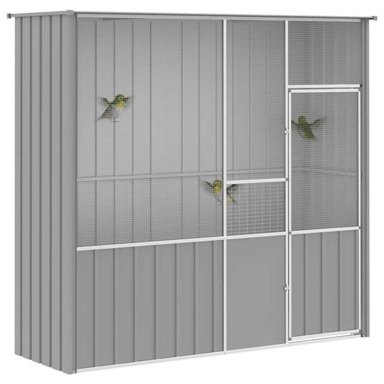Cage Extérieure Acier Galvanisé Spacieuse Gris 215x78x200cm - ComfortXL Outdoor Living - Image 5