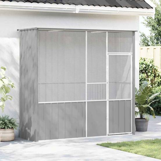Cage Extérieure Acier Galvanisé Spacieuse Gris 215x78x200cm - ComfortXL Outdoor Living - Image 3