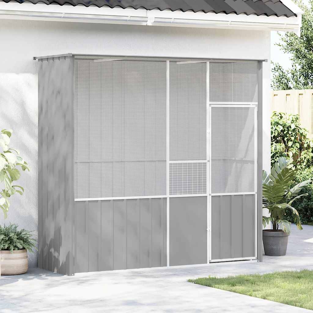Cage Extérieure Acier Galvanisé Spacieuse Gris 215x78x200cm - ComfortXL Outdoor Living - Image 3