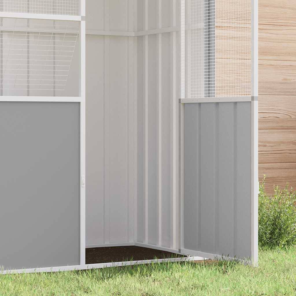 Cage Extérieure Acier Galvanisé Spacieuse Gris 215x78x200cm - ComfortXL Outdoor Living - Image 4