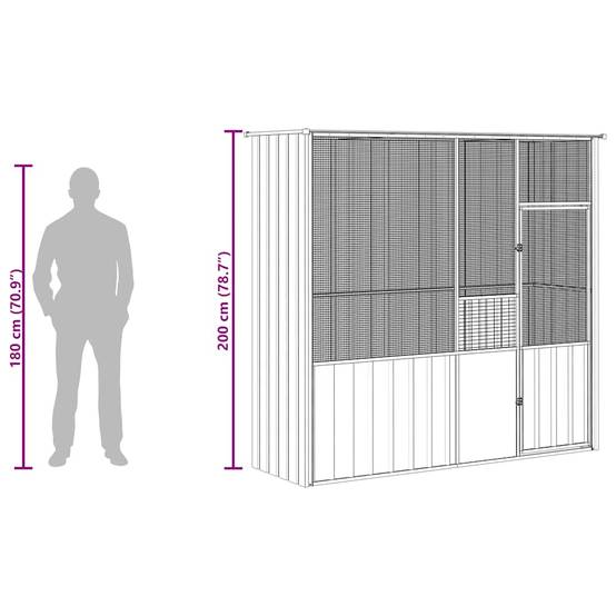 Cage Extérieure Acier Galvanisé Spacieuse Gris 215x78x200cm - ComfortXL Outdoor Living - Image 7