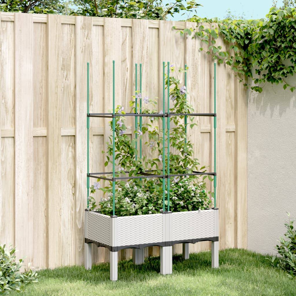 ComfortXL - Jardinière rectangulaire avec treillis PP jardin Blanc 80x40cm – ComfortXL Outdoor Living - Image 1