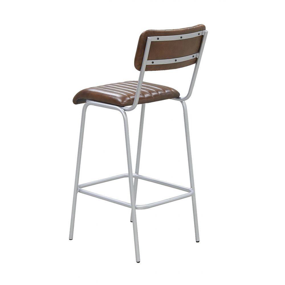 Aubry Gaspard - Tabouret de bar en cuir et métal Hauteur siège 75 cm - Imagen 4