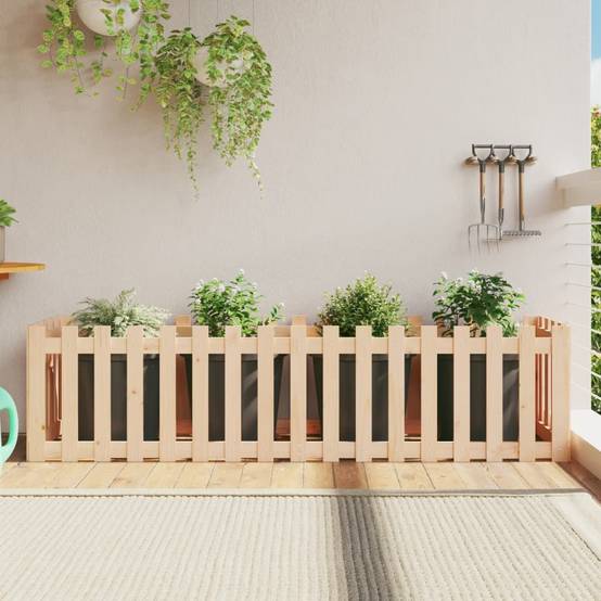 Jardinière | Lit surélevé de jardin design de clôture 200x50x50cm pin massif - Image 2
