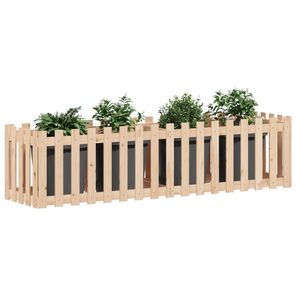 Jardinière | Lit surélevé de jardin design de clôture 200x50x50cm pin massif - Image 3