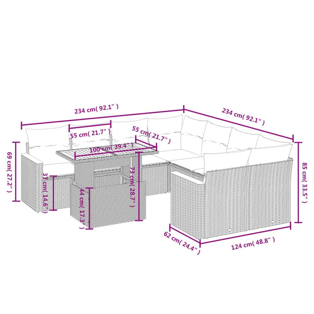Salon de jardin 8 personnes résine tressée avec table modulable pour terrasse Beige – ComfortXL Outdoor Living - Image 3