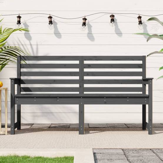 Maison Chic - Banc de jardin - Banc d'extérieur - Banquette gris 159,5x48x91,5 cm bois massif de pin - Imagen 2
