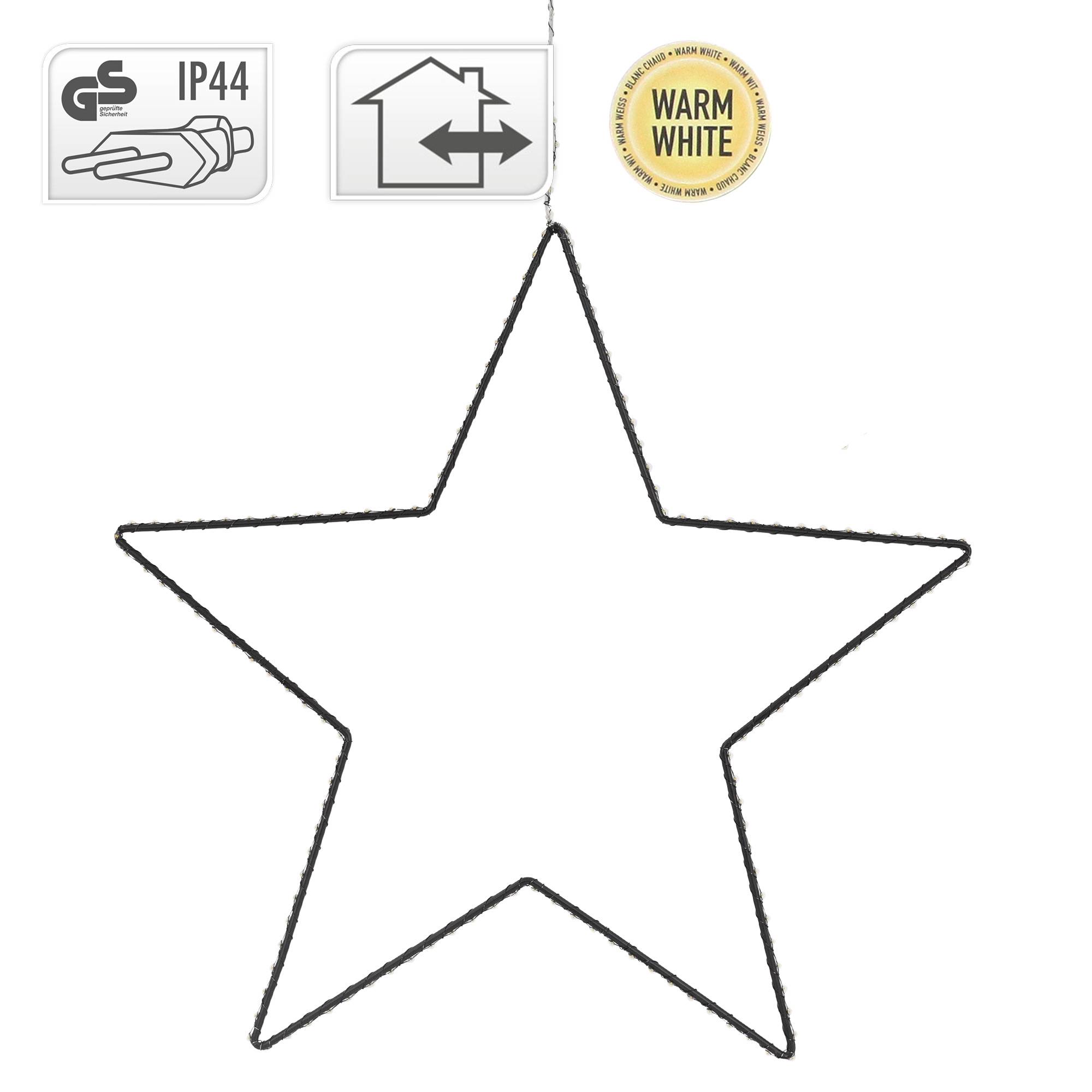 Ecd-Germany - Étoile de Noël 204 LED décoration lumineuse fenêtre sapin minuterie IP44 58 cm - Imagen 5