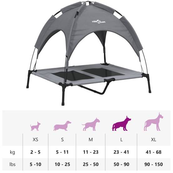 Lit Chien Surélevé avec Auvent Acier pour Jardin et Intérieur Anthracite 92x77cm – ComfortXL Pet Living - Image 10