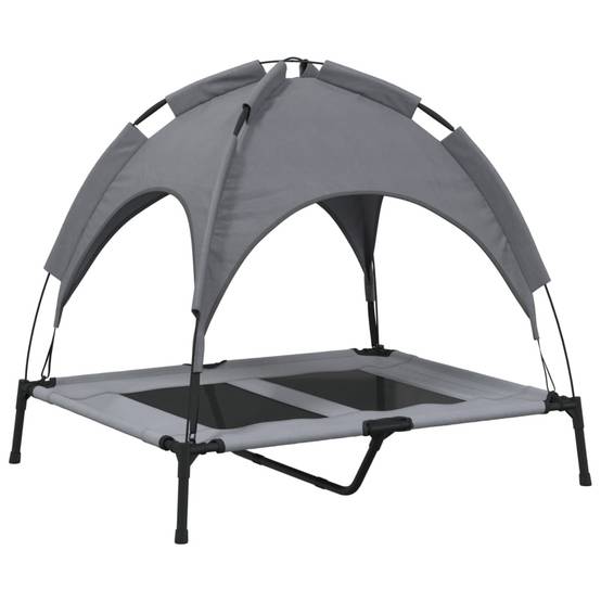 Lit Chien Surélevé avec Auvent Acier pour Jardin et Intérieur Anthracite 92x77cm – ComfortXL Pet Living - Image 6