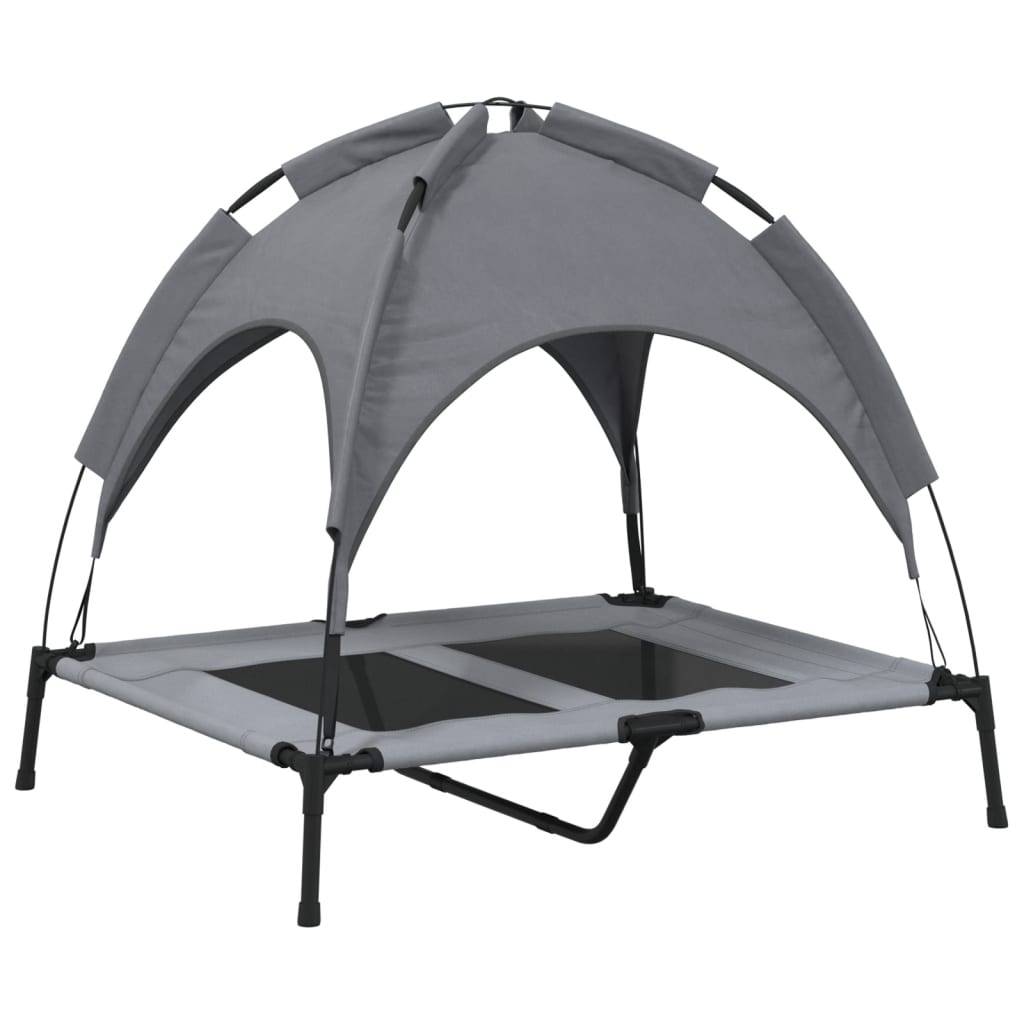 Lit Chien Surélevé avec Auvent Acier pour Jardin et Intérieur Anthracite 92x77cm – ComfortXL Pet Living - Image 6