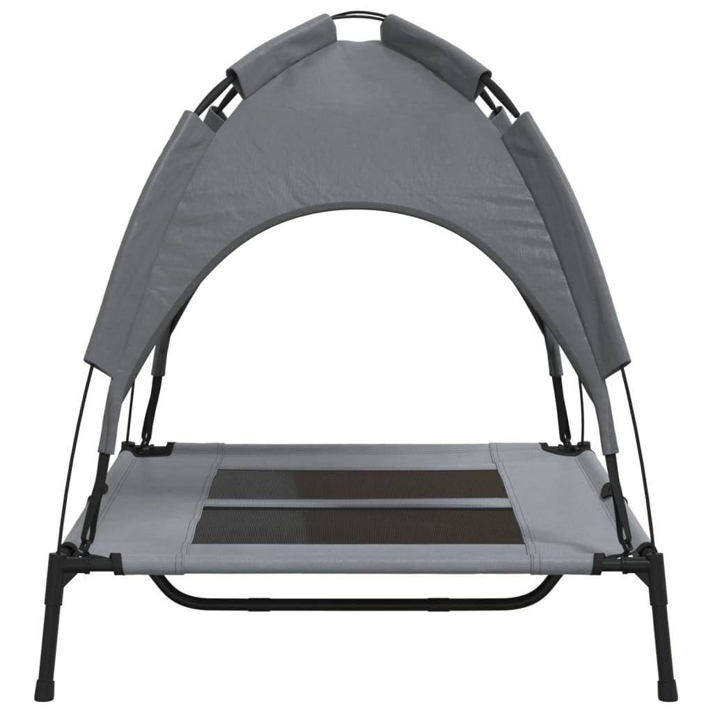 Lit Chien Surélevé avec Auvent Acier pour Jardin et Intérieur Anthracite 92x77cm – ComfortXL Pet Living - Image 5