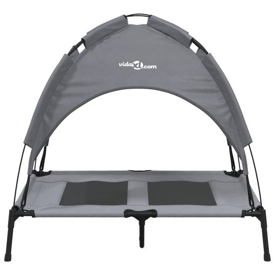 Lit Chien Surélevé avec Auvent Acier pour Jardin et Intérieur Anthracite 92x77cm – ComfortXL Pet Living - Image 4