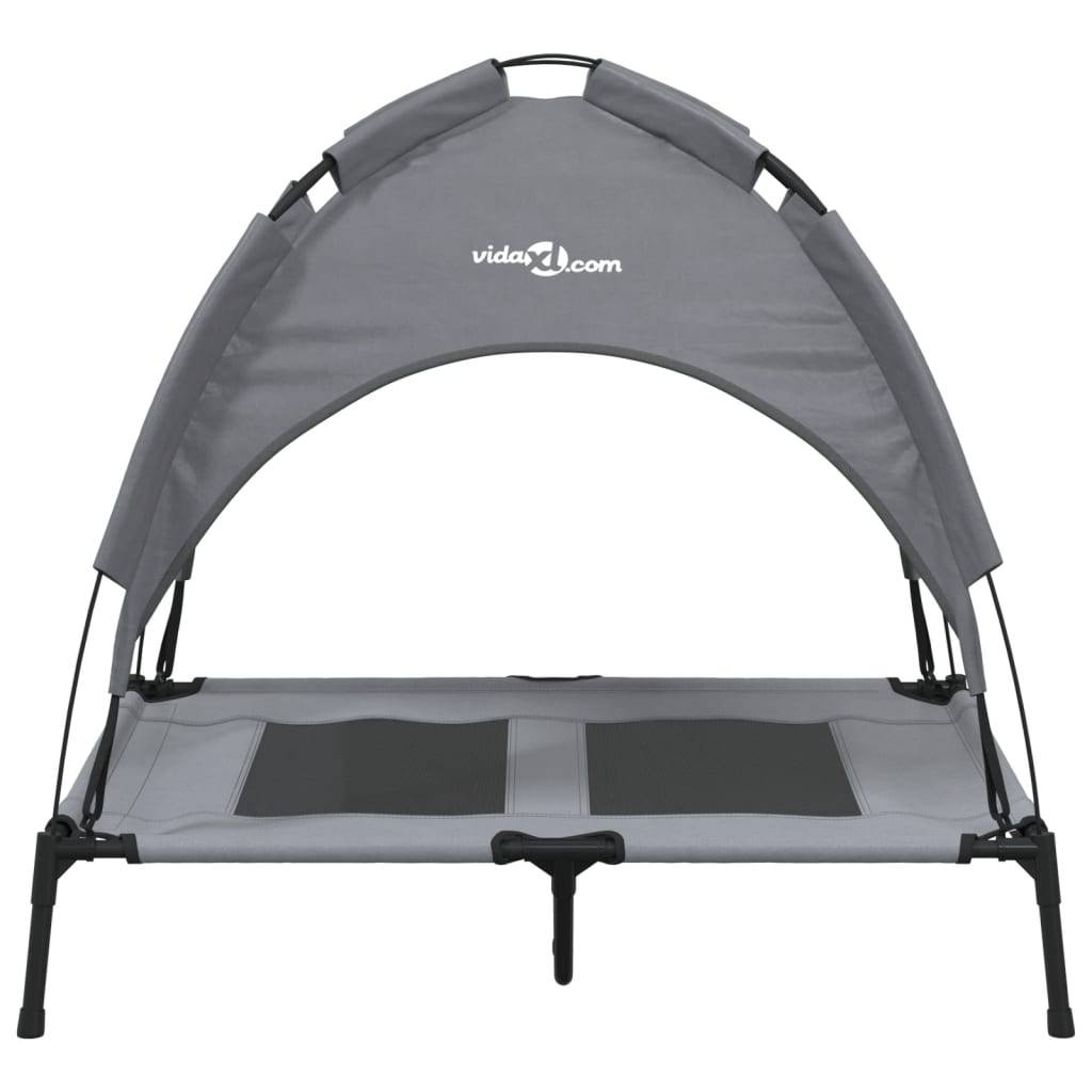 Lit Chien Surélevé avec Auvent Acier pour Jardin et Intérieur Anthracite 92x77cm – ComfortXL Pet Living - Image 4