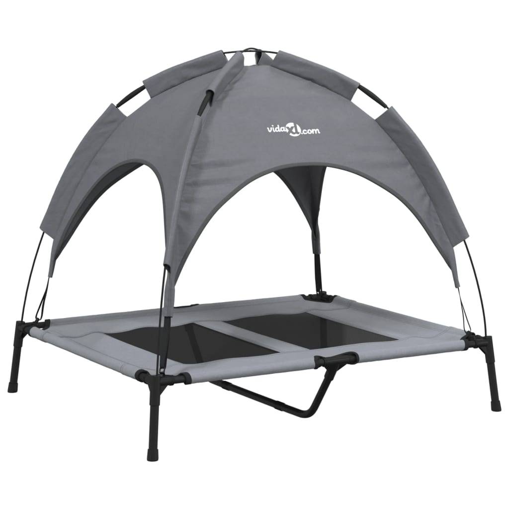 Lit Chien Surélevé avec Auvent Acier pour Jardin et Intérieur Anthracite 92x77cm – ComfortXL Pet Living - Image 2